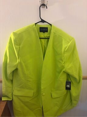 ELOQUII Blazer Women’s 14 Lime Green Chartreuse Longline Jacket NWT
